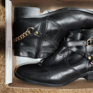 Black leather ankle boots